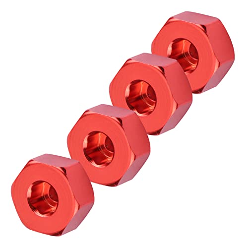 RC Auto Hex Hub Adapter, 4 Stück Aluminiumlegierung 6mm bis 12mm Rad Hex Hub Adapter für WPL 1634 RC Truck RC Ersatzteil Zubehör(Rot)