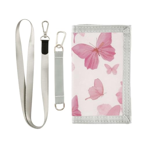 Trifold Wallet for Boys Ages 9-12 Mini Outdoor Sports Purse Coin Pocket & Card Holder, Travel Accessory Butterflies