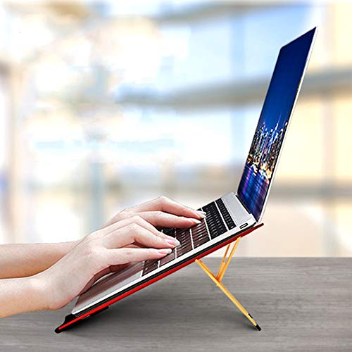 Image of AICHESON Laptop Computer Stand Aluminum Alloy Red and Yellow, Portable Notebook Riser Ventilated PC Holder Compatible with Apple Mac MacBook Pro /Air 11-15.4 Inches