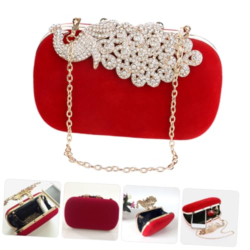 Pochette de soirée femme rouge en velours pour sac de mariage - 3