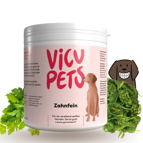Vicupets Zahnsteinentferner Hund 200g Zahnstein Hund Zahnpulver für Hunde Prophylaktische Zahnpflege Hund gegen Mundgeruch 100% Natürliches Pulver Cover