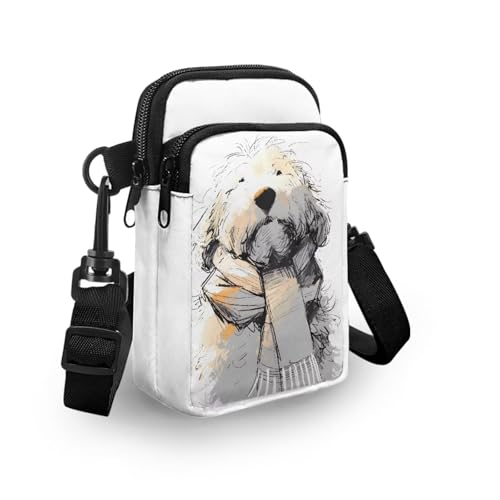 Small Crossbody Phone Purse Wallet Bag for Women, Sketch Puppy Animal Travel Mini Shoulder Purse Sport Waist Bag3