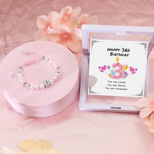 Image of Sereney Birthday Gifts for Girls, Beaded Bracelets as 1 /2 1 2 3 4 5 6 7 8 9 10 11 12 13 14 15 16 Year Old Birthday Gift, Adjustable Cross /Pearl Bracelet as Happy Birthday Gifts for Daughter