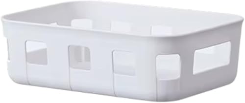 Ventilated Plastic Storage Basket with Handles, Grid Design 38x27x8cm