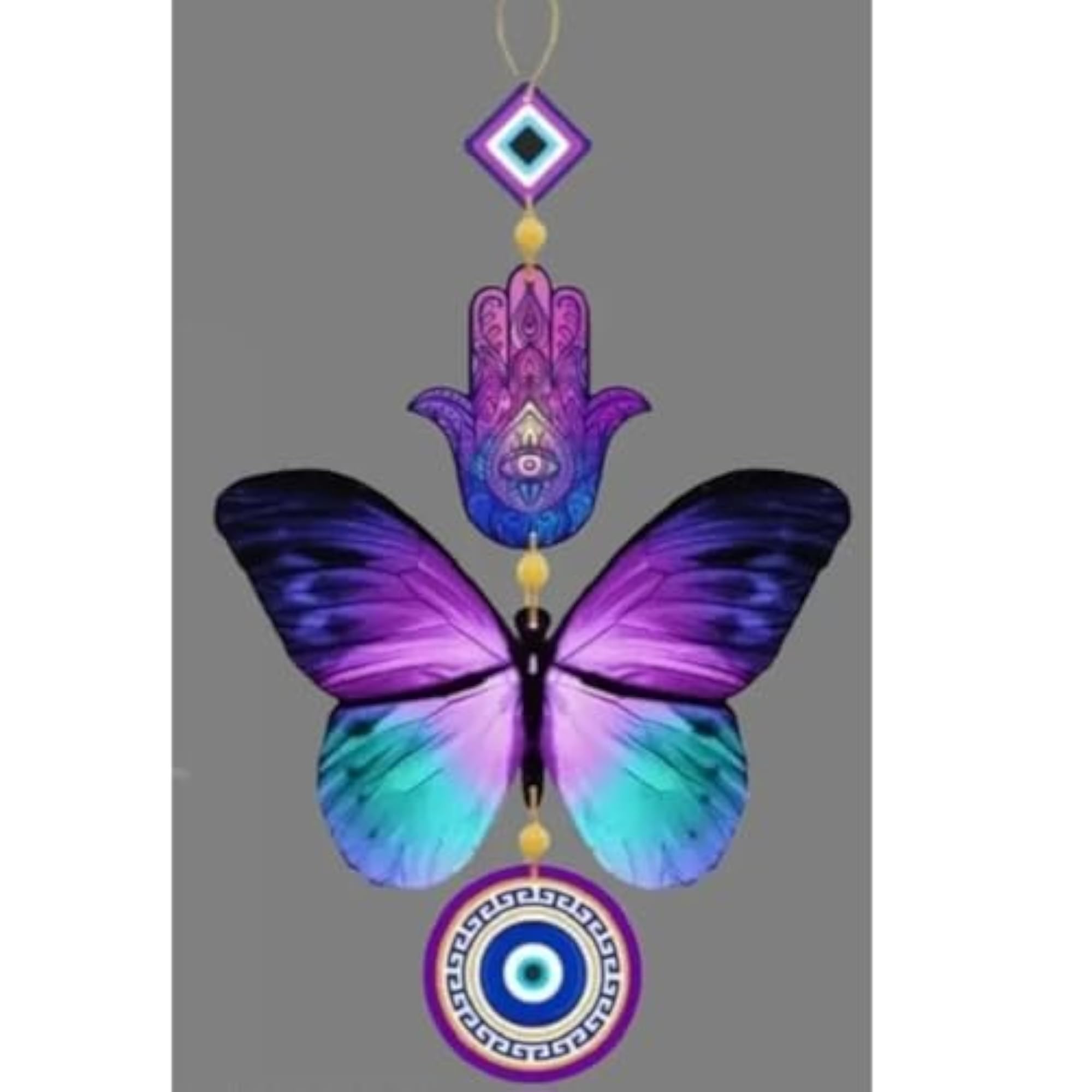 Evil Eye Wall Hanging Decor, Handmade Wooden Protection Charm