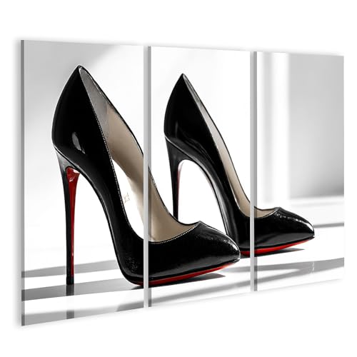 Tableau sur toile talons hauts noirs et semelle rouge islandburner triptyque