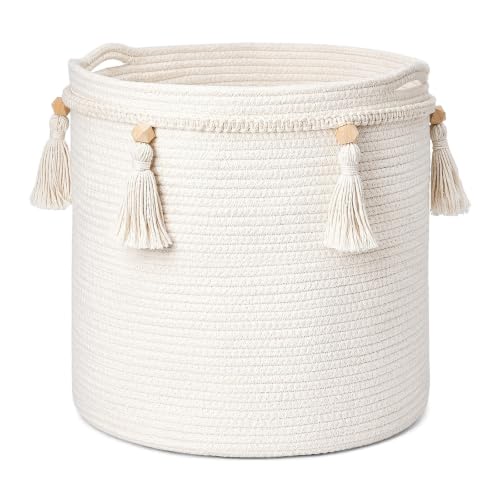 Panier à linge pliable blanc en tissu pour coussins et jouets