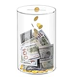 Kypeeka Clear Acrylic Piggy Bank for Adults Kids, Clear Money Saving Jar Must Break to Open, Unopenable Piggy Bank for Cash Coins (10" H × 6" Diameter)
