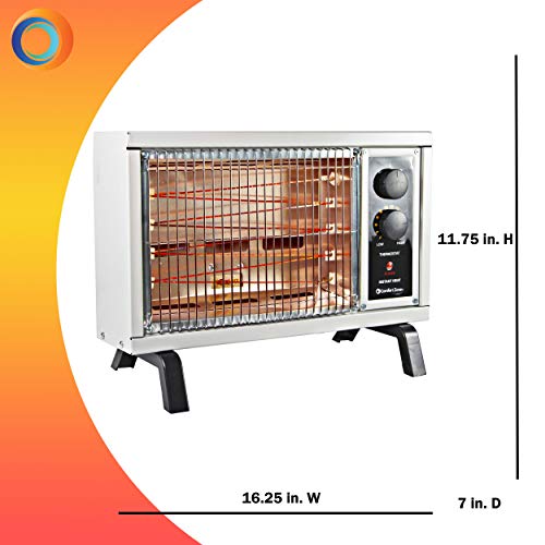 Comfort Zone Cz550 1500 Watt Portable Electric Indoor Radiant Wire Element Space Heater With Adjustable Temperature For The Home, Patio, Or Office, Up To 1000 Square Foot, White #TOP1