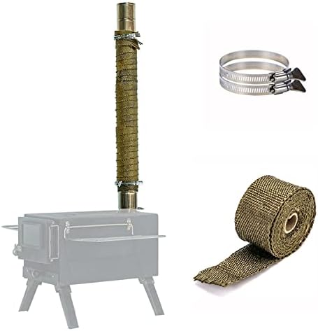 FireHiking Stove Pipe Wrap Heat-resistant Camping Tent Stove Pipe Protector with 2 Clamps 5 m / 16.4 ft