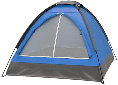 2 Person Camping Tent with Rain Fly and Carrying Bag - Lightweight Outdoor Tent for Backpacking, Hiking, or Beach Use by Wakeman Outdoors (Blue)