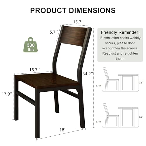 Image of Feonase Dining Chairs Set of 6, Modern Kitchen Chairs with Ergonomic Backrest, MDF Board and Metal Legs, Dinner Chairs for Dining Room, Kitchen and Living Room, Espresso