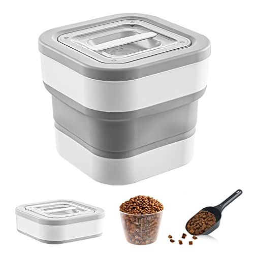 Mucek Collapsible Dog Food Storage Container, 10-13 Lb Dog Food Container With Lid, Airtight Pet Food Storage Containers With Measuring Cup And Scoop, Plastic Dog Food Bin For Pet Food And Dry Food #TOP28