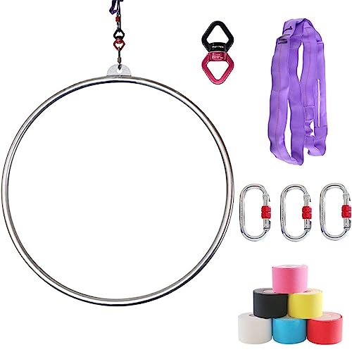 Cerceau aérien de yoga et fitness 95 cm avec kit de gréement complet pour studio à la maison