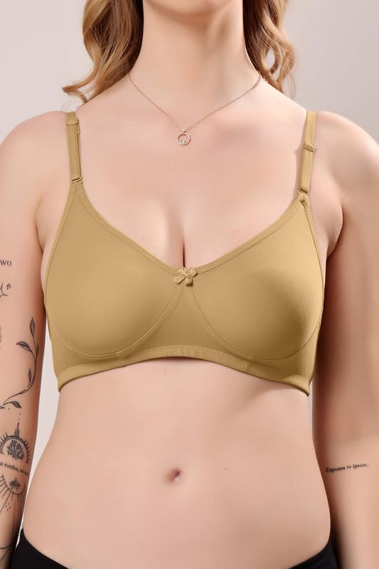 Image of London Hills Regular Bra for Women Everyday Non Padded Wire Free Mid Coverage Cotton Blend