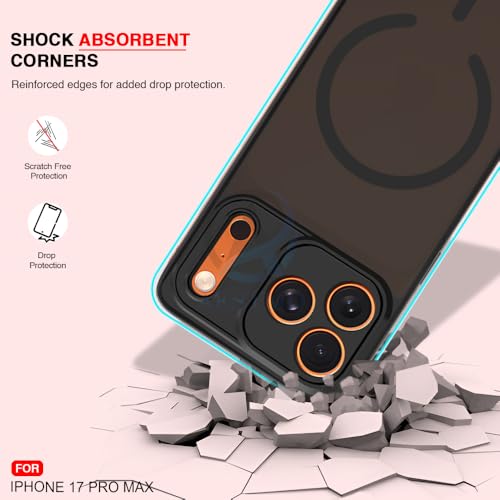 Image of AESTMO iPhone 17 Pro Max Back Cover | 360 Protection | Matte Frosted Hard Back Translucent | Compatible with MagSafe Accessories (MagSafe Matte Hard Black Bumber)