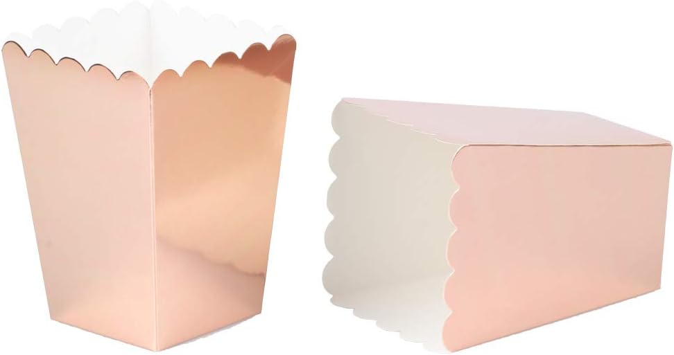 CC wonderland zone 24 PCS Rose Gold Popcorn Boxes Mini Paper Popcorn Containers for Party