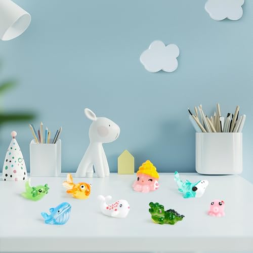 Image of JOYIN 50 Pcs Mini Ocean Resin Animals Figures, Mini Sea Animals Figurines for Aquarium Ornaments Decorations, Cute Garden Accessories, Birthday School Slime Charms for Crafts, DIY Miniature Scenes