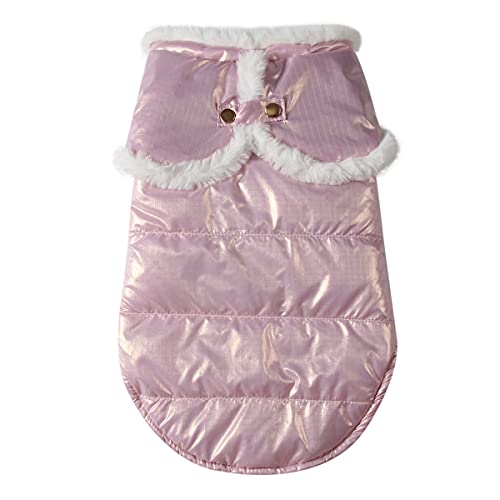 JoyDaog Schal Hundemantel für kleine Hunde Fleece Futter Warm Welpenjacken für den Winter Rosa S Cover
