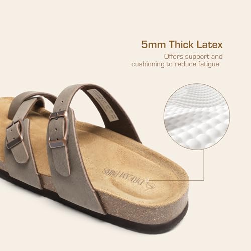 DREAM PAIRS Women's Thong Slide Sandals with Cork Footbed Open Toe Adjustable Slip On Slippers Comfort Flat Sandals for Summer2