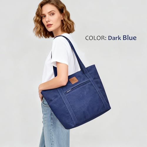 Image of Womens Shoulder Handbags Heavy Duty Canvas Work Tote Retro Bucket Bag