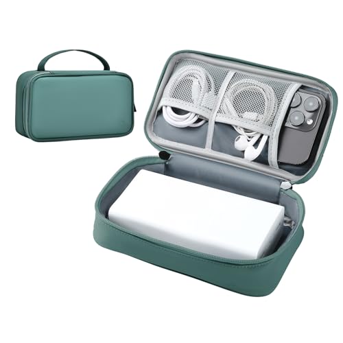 Étui de voyage pour chargeur de luxe - Housse électronique cuir vert foncé
