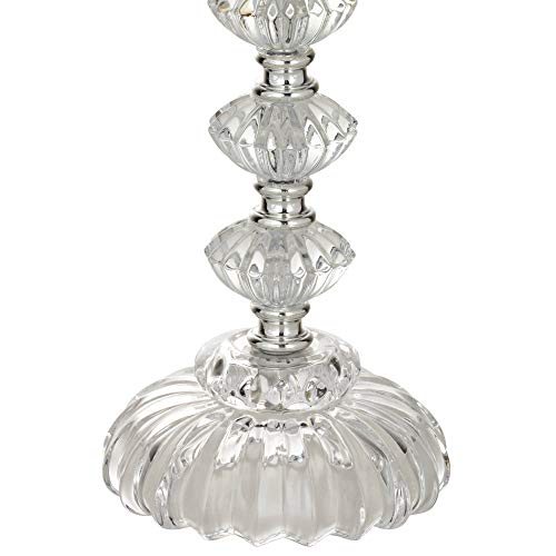 360 Lighting 4N686-4N686 Bohemian Traditional Cottage Style Accent Table Lamps 21 Inch High Set Of 2 Clear Stacked Glass Off White Bell Shade thumb #1