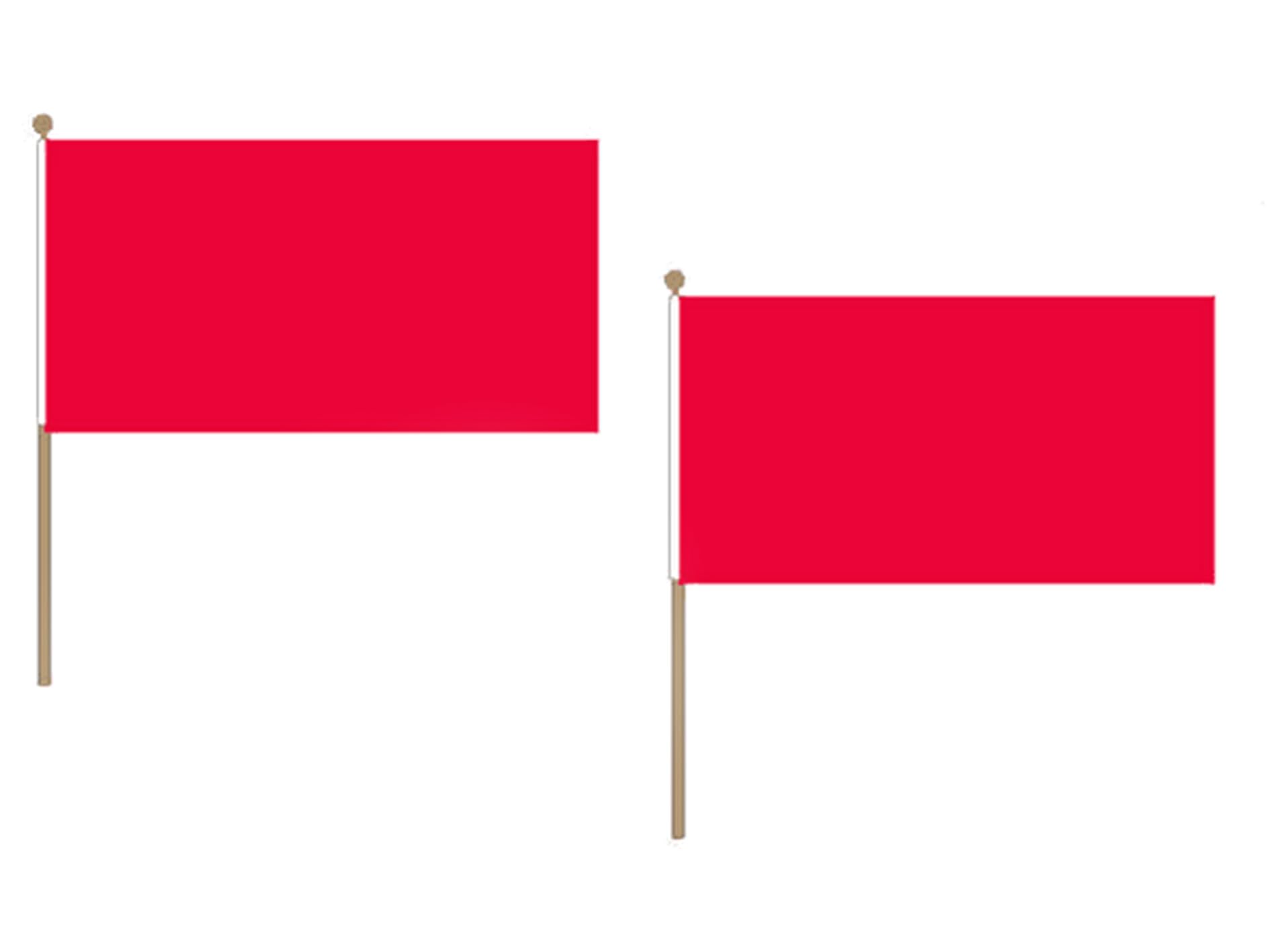 AZ FLAG Pacco 10 Bandiere Monocolore Rosso 45x30cm con Asta di Legno - Bandiera Rossa 30 x 45 cm