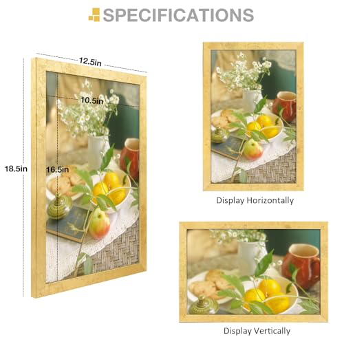 Image of Golden State Art, 11x17 Gold Picture Frame Made of Solid Wood and Tempered Glass - Wall Mounting - Great for Posters, Weddings, and Engagements, 4 Pack