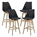 [en.casa] Lot de 4 Tabourets de Bar avec Dossier et Repose-Pied Siège Rembourré Plastique Similicuir Hêtre 105 x 48 x 58 cm Noir