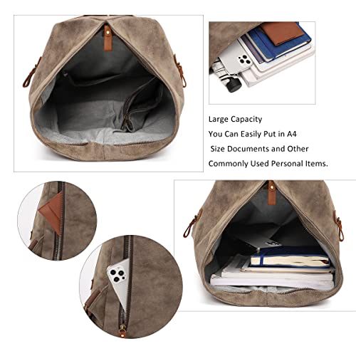 Image of KL928 PU Leather Vintage Backpack - Large Casual Daypack Outdoor Travel Rucksack Hiking Backpacks for Men Women