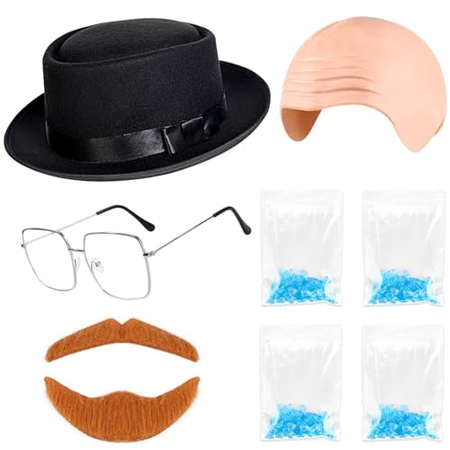 Halloween Artist Costume Include Striped Beanie Cap and Sunglasses for Men Women Halloween Chemistry Teacher Cosplay (2)