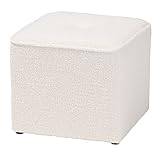 Baxton Studio Isaiah Ottoman, One Size, Ivory