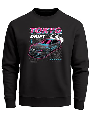 Neverless Sudadera para hombre con estampado frontal Tokyo Drift con estampado Asia Racing Car Tuning Fashion Streetwear, Tokyo Drift Negro, S