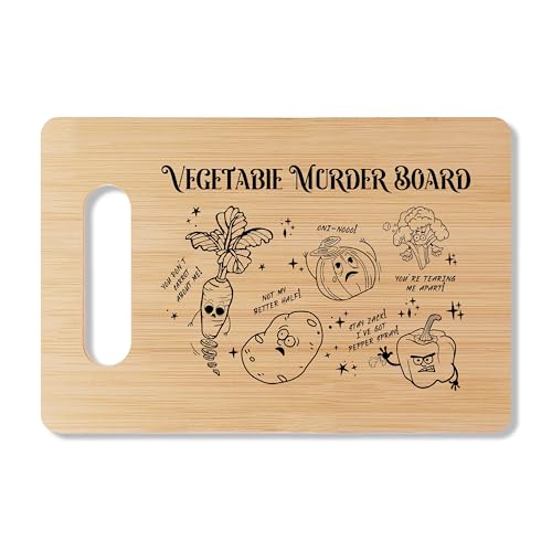 Comparison: What Kind Of Cutting Board Is Best For Vegetables 8 Funny Bamboo Cutting Board Gift, Funny Vegetable Murder Board Farmhouse Home Kitchen Decor, Thanksgiving Christmas Gifts Ideas For Friends Sisters Coworkers -10