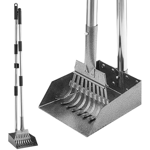 HANTOP Pooper Scooper Adjustable Dog Pooper Scooper Tray and Rake Set Metal Pooper Scooper Dog Poop Scooper for Yard Cover