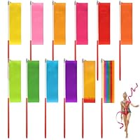 12 Pack Dance Ribbons for Kids, Dance Class, Birthday Party, Gymnastics, Princess Party Favors (Rainbow)