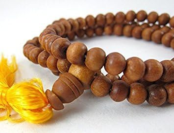 Sandalwood Store 8mm Genuine Sandalwood Mala Fragrant Buddhist Meditation 108 Prayer Beads Necklace