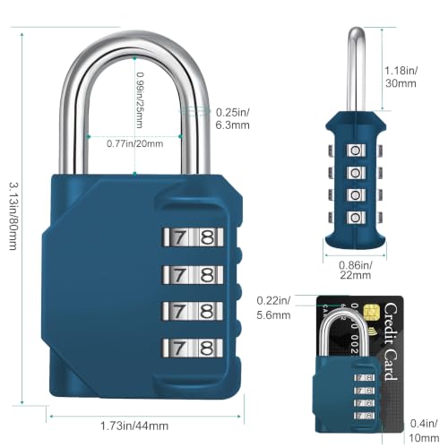 Image of ZHEGE Combination Lock, 4 Digit Combination Padlock Outdoor (Peacock Blue)