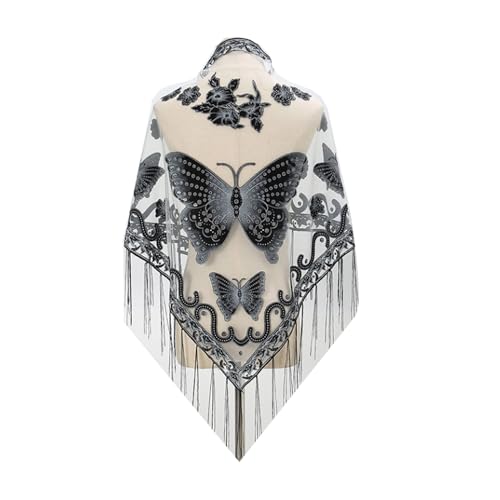 Ralcosuss Women’s Butterfly Shawl and Wrap Lace Hollow Out Triangle Pashmina Scarf for Wedding Evening Party Dresses