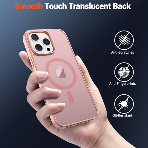 Image of SUPFINE Magnetic for iPhone 16 Pro Max Case (Compatible with MagSafe) (Military Grade Drop Protection) Slim Translucent Matte Shockproof with Anti-Fingerprint Phone Case,Pink