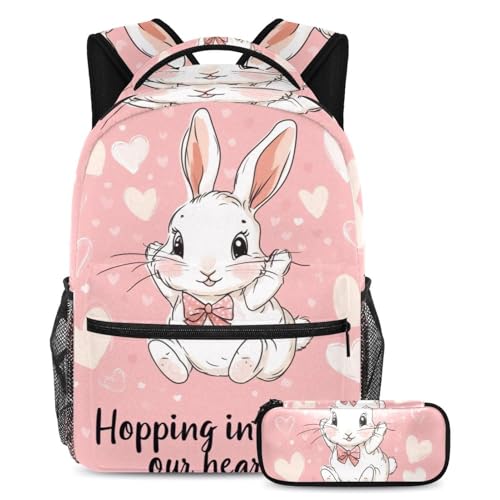 Sac à dos coq rouge 2 pièces avec trousse de grande capacité pour étudiant