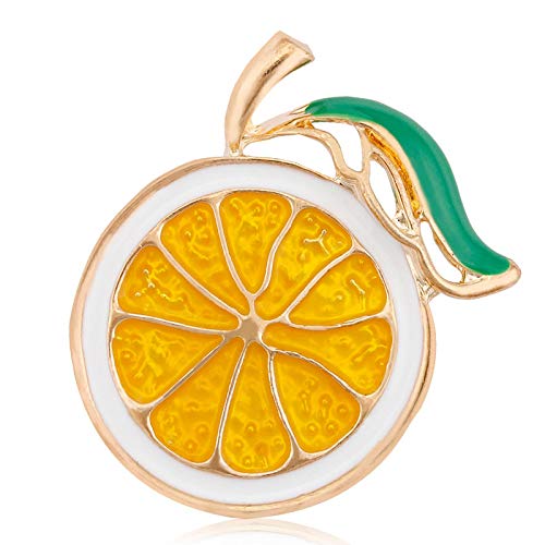JINYIWEN Emaille Zitronenscheibe Revers Broschen Stifte für Frauen Mode Glänzende Obstpflanze Brosche Stifte Statement Schmuck Zitrone