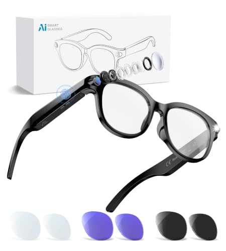 AI Smart Glasses with Camera, 4K 8MP Video Recording Glasses, 3‑Set Lenses - image 1