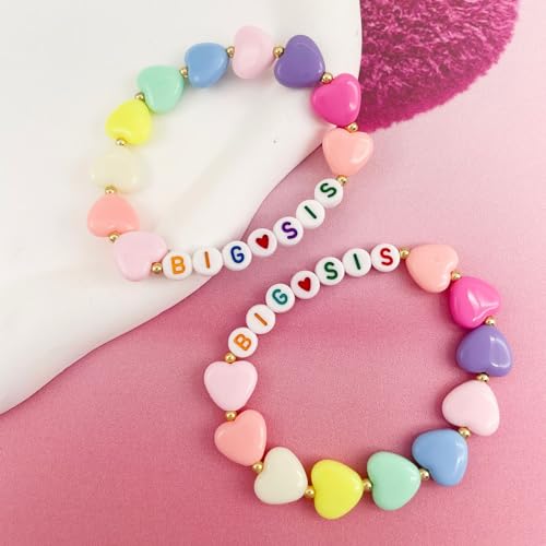 Image of Fuqimanman2020 Big Sister Bracelet Colorful Little Sister Bracelet Letter Beads Bracelet for Sister Jewelry Gift