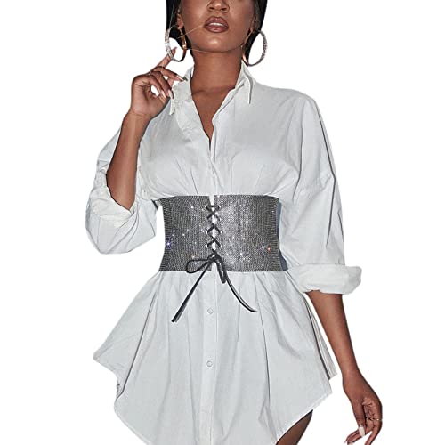 Women Sparkly Rhinestone Waistband Bling Crystal Wide Waist Belt Corset Wedding Bridal Sash