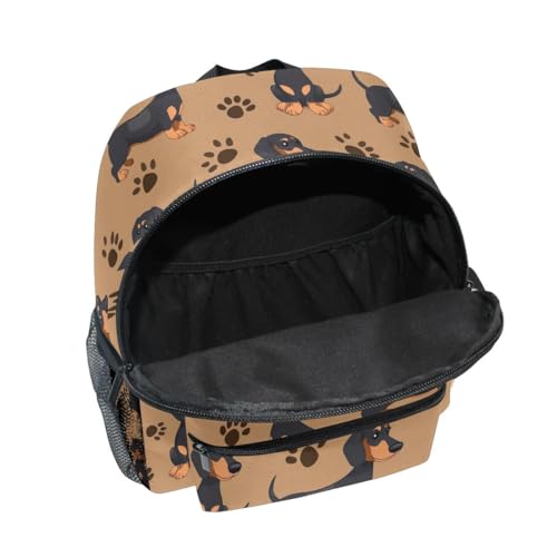 CHIFIGNO Personalisierter Rucksack mit Namen, personalisierter Kinderrucksack für Jungen und Mädchen, individuelle Vorschulkindergarten-Rucksäcke, Niedliche Dackel-Hunde, Small