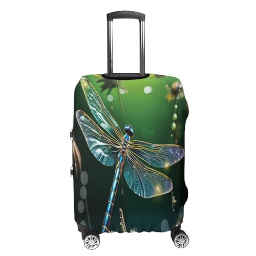 Travel Luggage Cover Dragonfly Green Elasticity Washable Baggage Covers Suitcase Protector Fits 18-32 Inch Luggage4