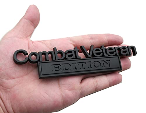1pc Combat Veteran Edition Emblems 3D Raised Decals Exterior Truck Stickers Fender Veteran Badges Replacement for F150 F250 F350 Chevy Silverado 1500 2500 Chevrolet C10 C15 (Matte Black)