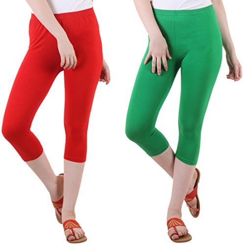 Image of DIAZ Women's Cotton Plain Half Length Capri | Nightwear Pyjama | 3 /4th Solid Pyjama Pant | Casual wear & Lounge Wear Capri Combo (Pack of 2)